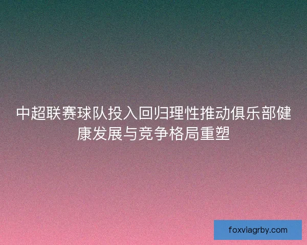 中超联赛球队投入回归理性推动俱乐部健康发展与竞争格局重塑